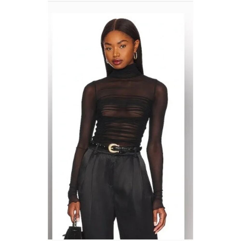 New NWT Intimately Free People Risk‎ It All Ruched Sheer Bodysuit Size XS Black